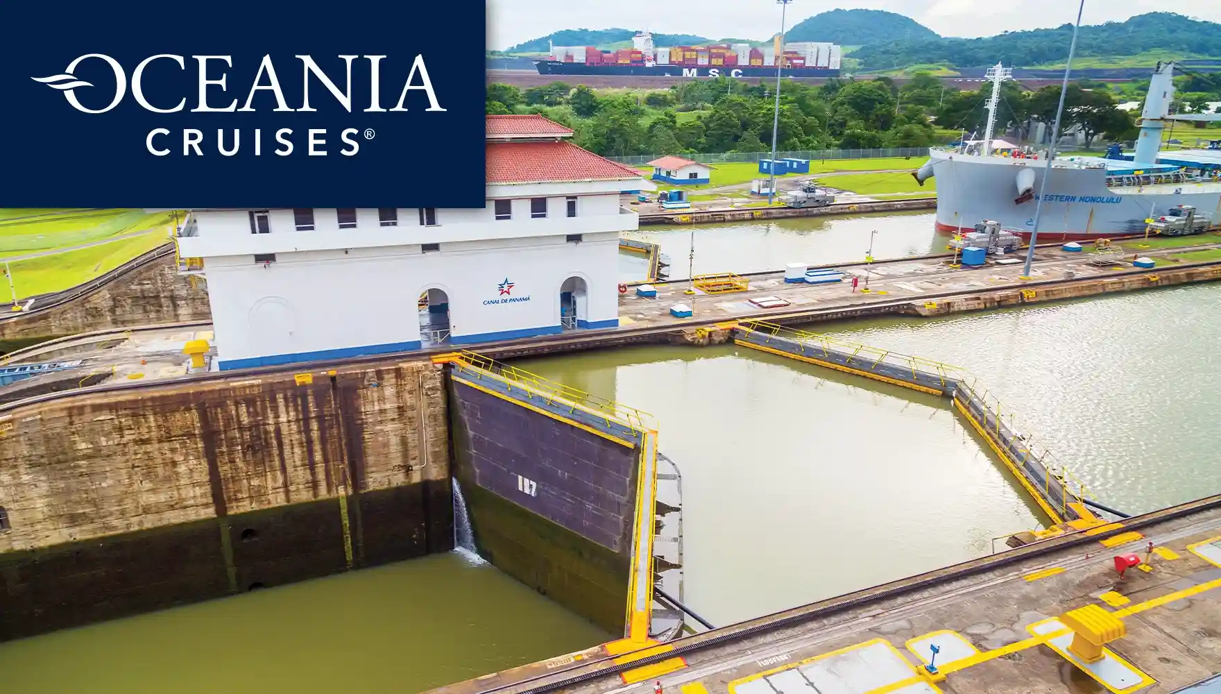 Oceania Cruises - Panama Canal Photo of a lock in the Panama Canal