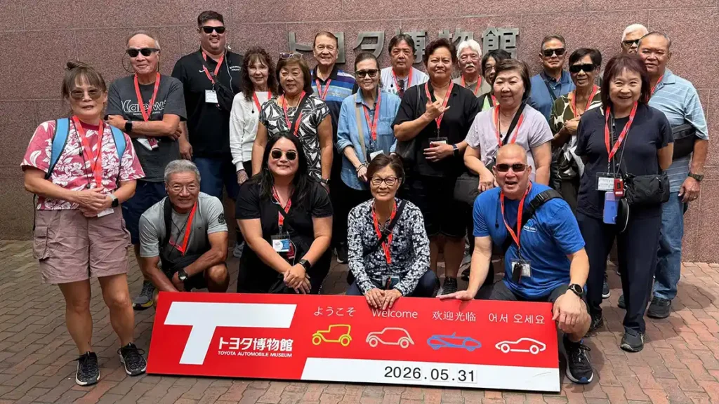 2026 Discover Nagoya Takayama Kanazawa Plus Tokyo Shopping Tour group at the Tokyo Automobile Museum, Japan