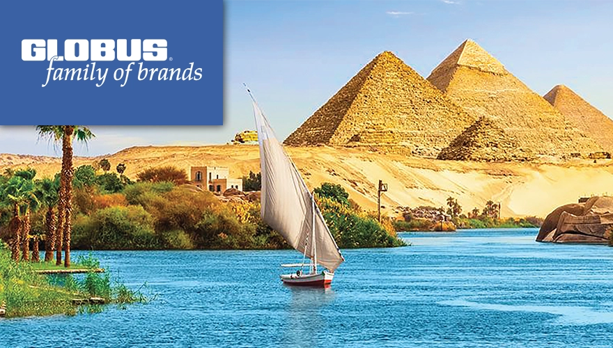 Pyramids and Nile River, Egypt