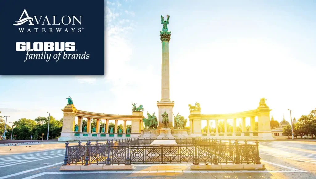 Sunset photo of the Heroes Square in Hungary