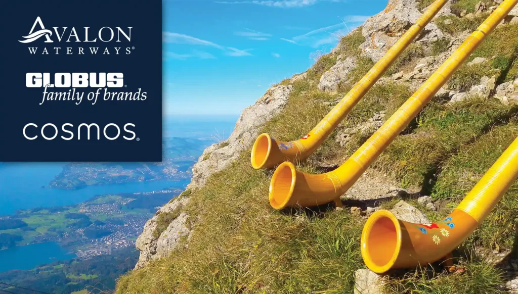 Photo of alphorns in the Swiss Alps