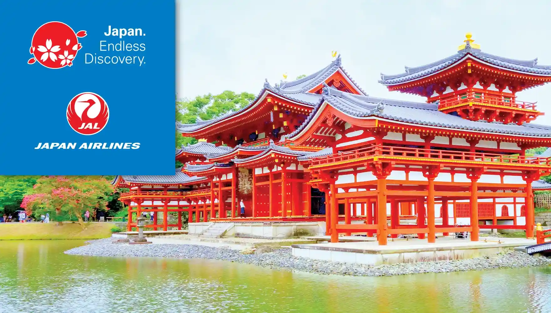 Photo of the crimson Byodoin Temple in Uji