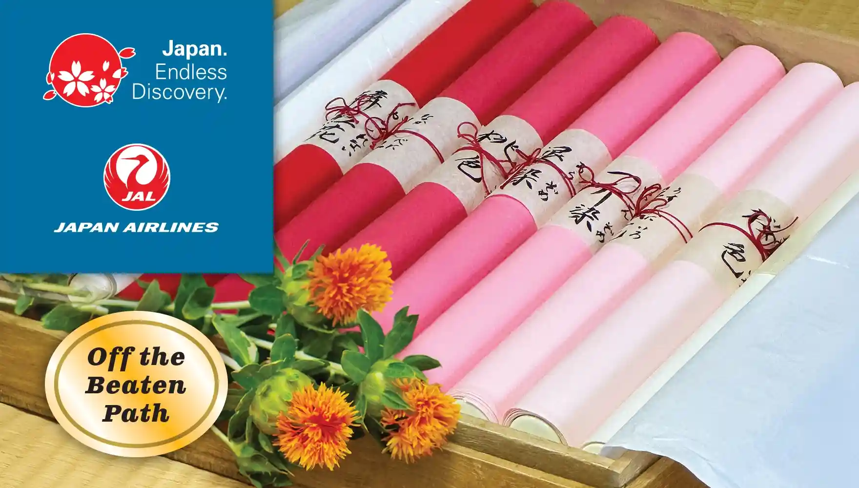 Photo of benibana (safflower) dyed fabric