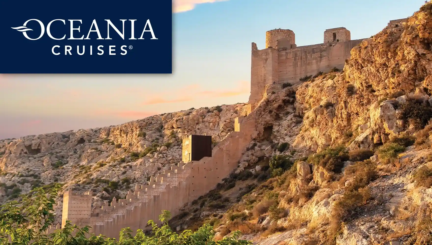Photo of the clifftop Alcazaba of Malaga in Spain