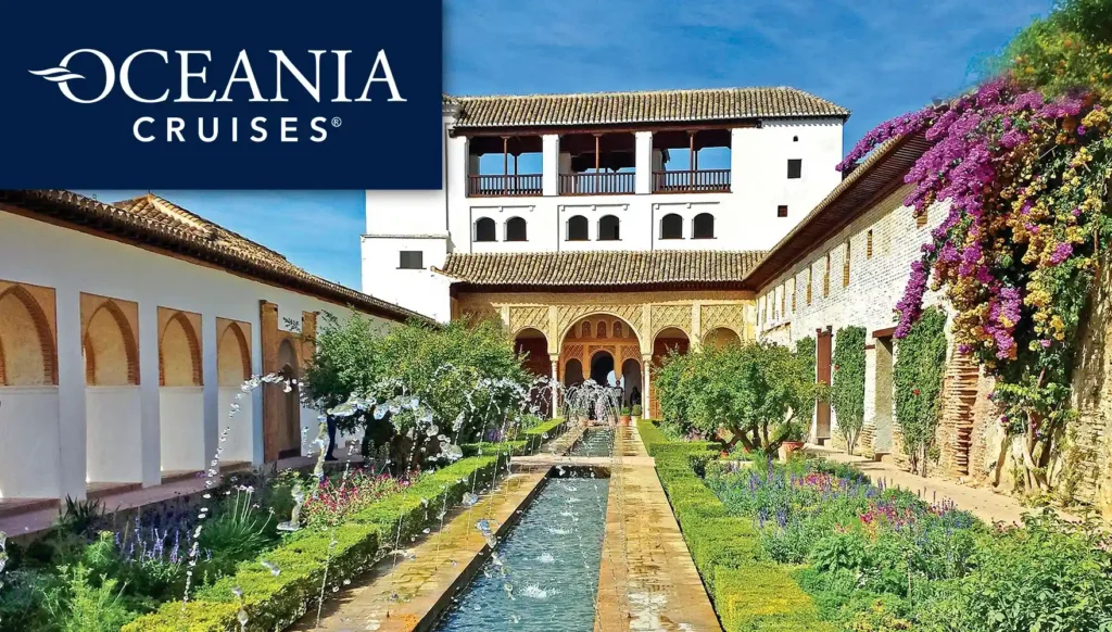 Photo of a garden and water fountain at the Generalife in Spain
