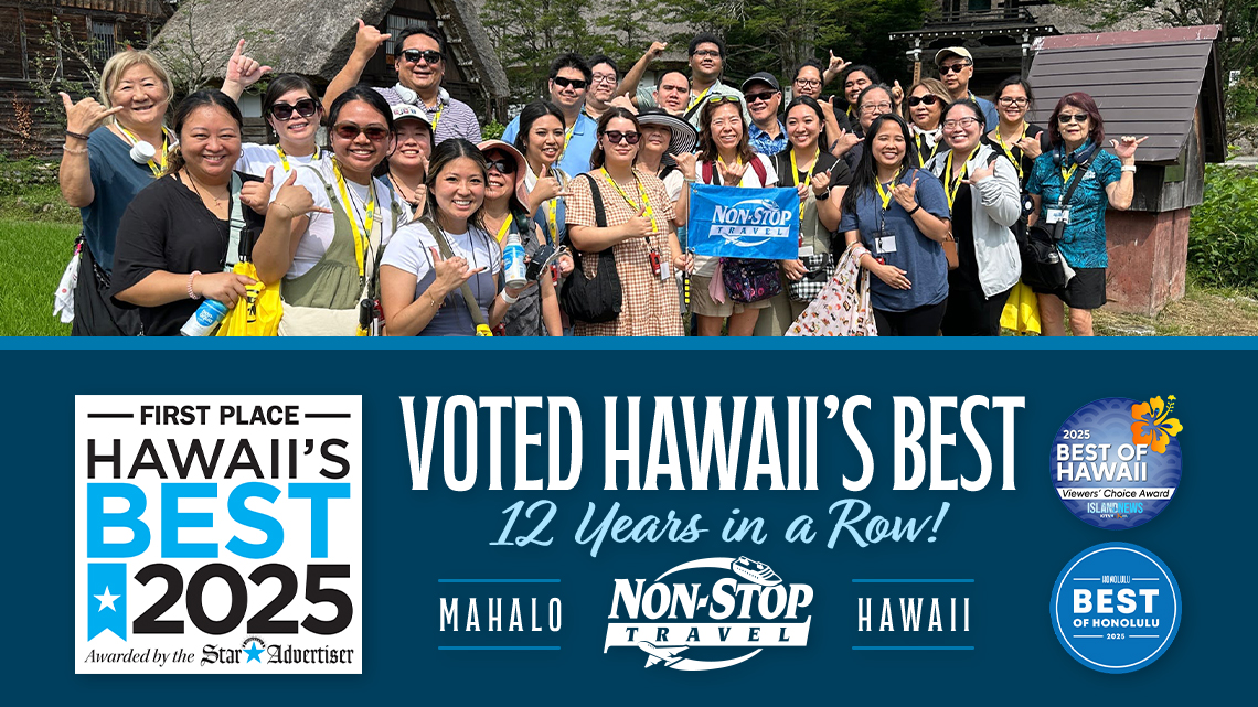 Non-Stop Travel Hawaiis Best Travel Agency Award.