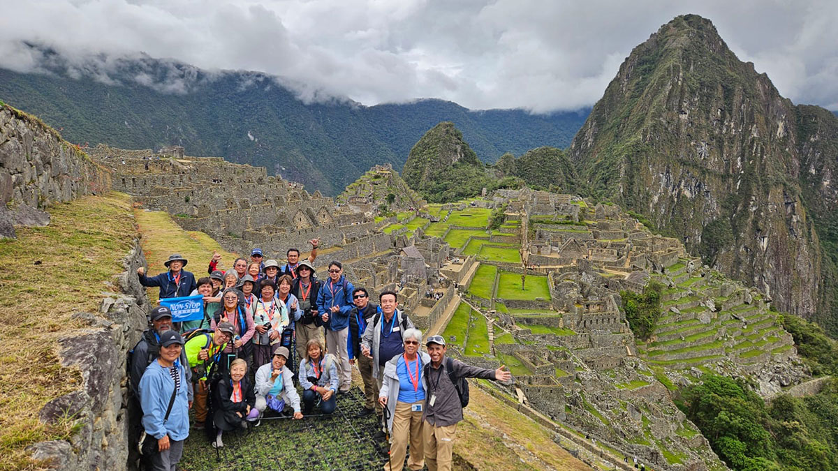 2025 Peru Splendors group at Machu Picchu.