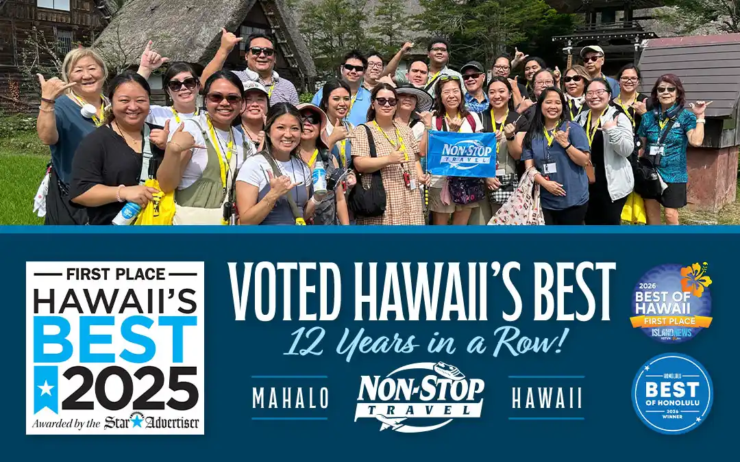 non-stop-travel-hawaii-best-travel-agency-award-2026 Non-Stop Travel Voted Hawaiis Best Travel Agency for 12 Years in a Row!